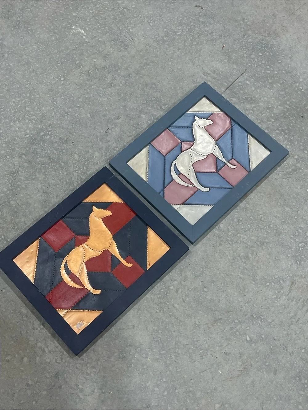 Metal Punch Patchwork Wall Art Set of 2 Framed Signed Horse Jackie Hinderliter